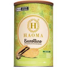 BISCOTTINO PISTACHE C/ COB. CHOC. BRANCO - 168G HAOMA